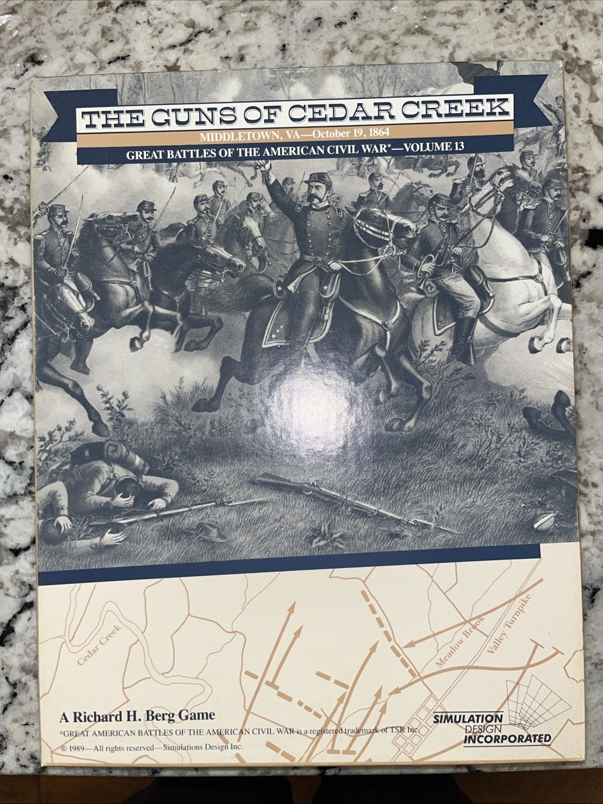 Simulation Design Wargame Guns of Cedar Creek Box VG+excellent!! Counters unused