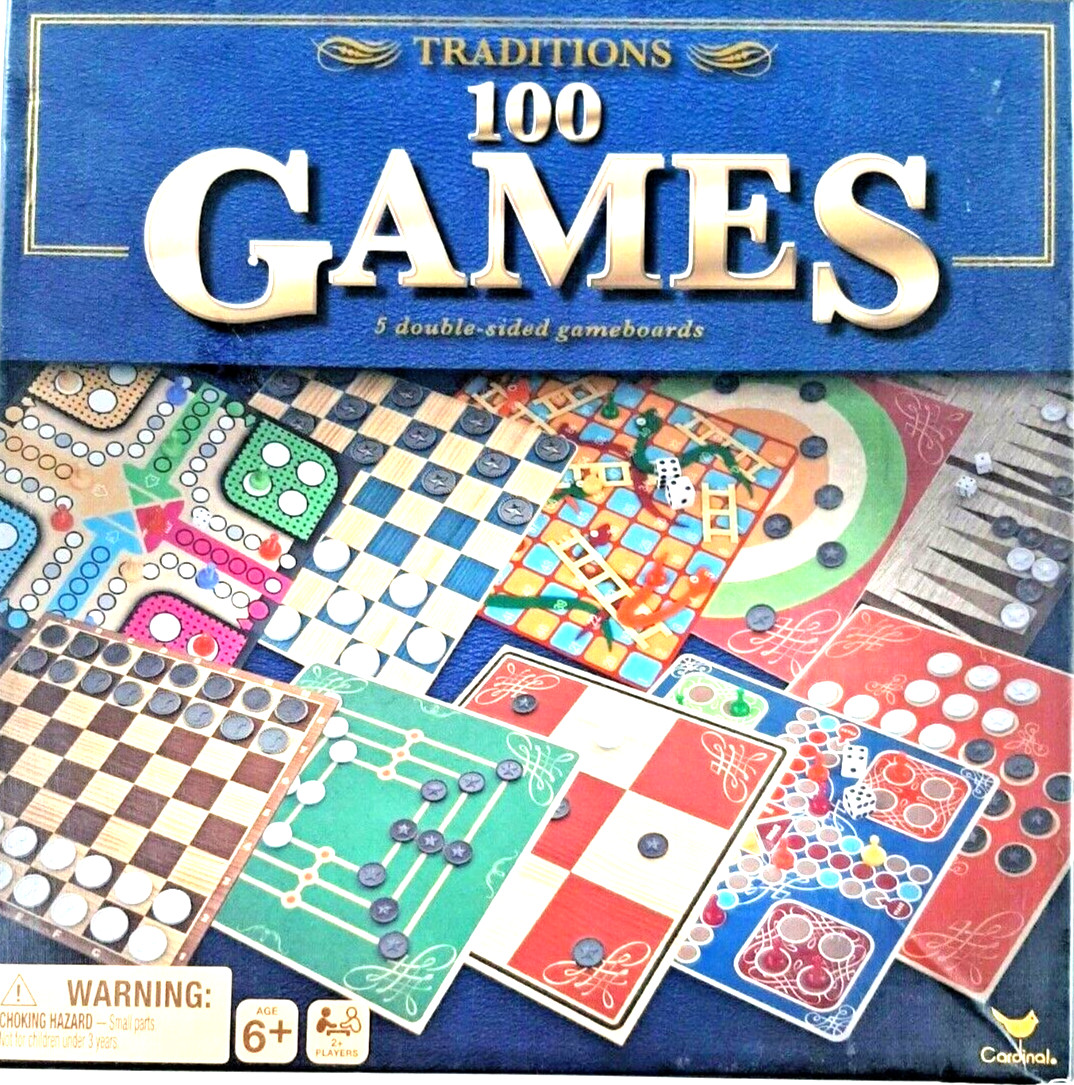 Traditions 100 Games Chess Checker Dice Family Fun Activity 5 boards