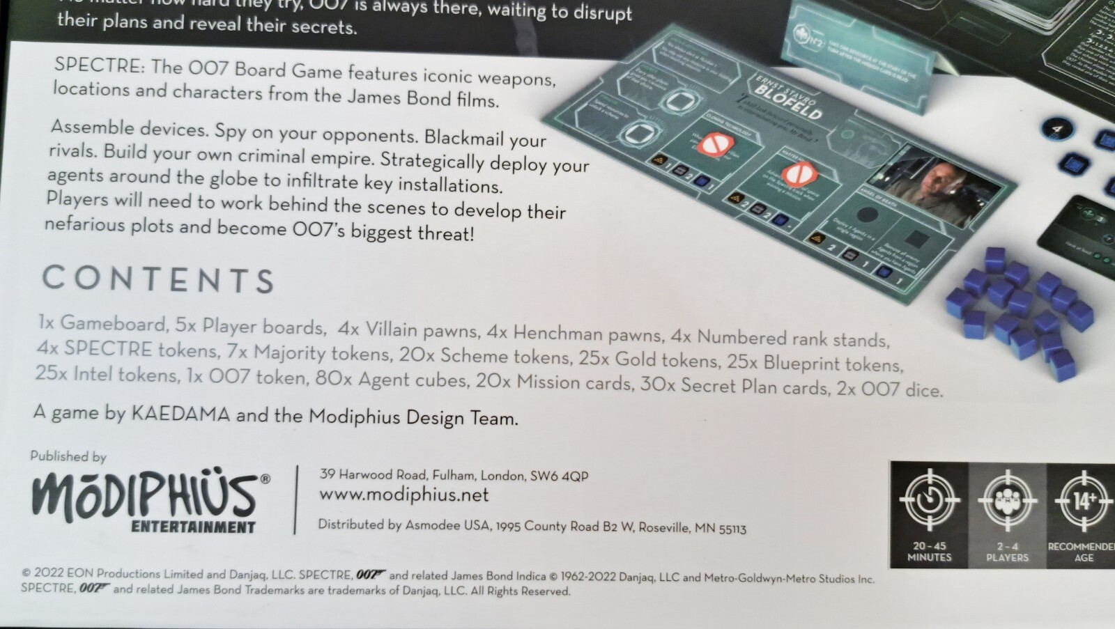 Spectre The Board Game – Modiphius Entertainment 2022 Complete James Bond 007