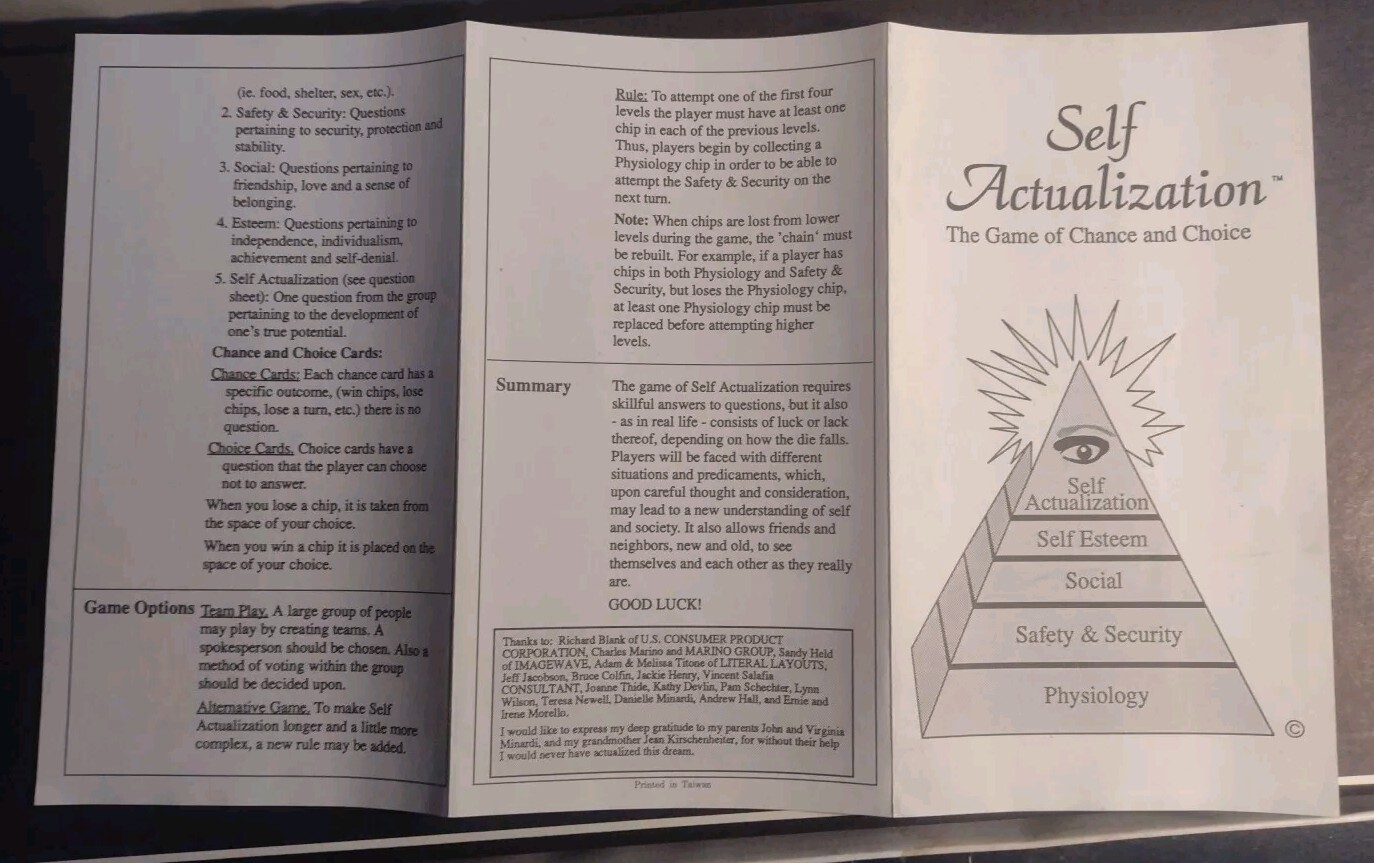 Self Actualization Board Game 1990
