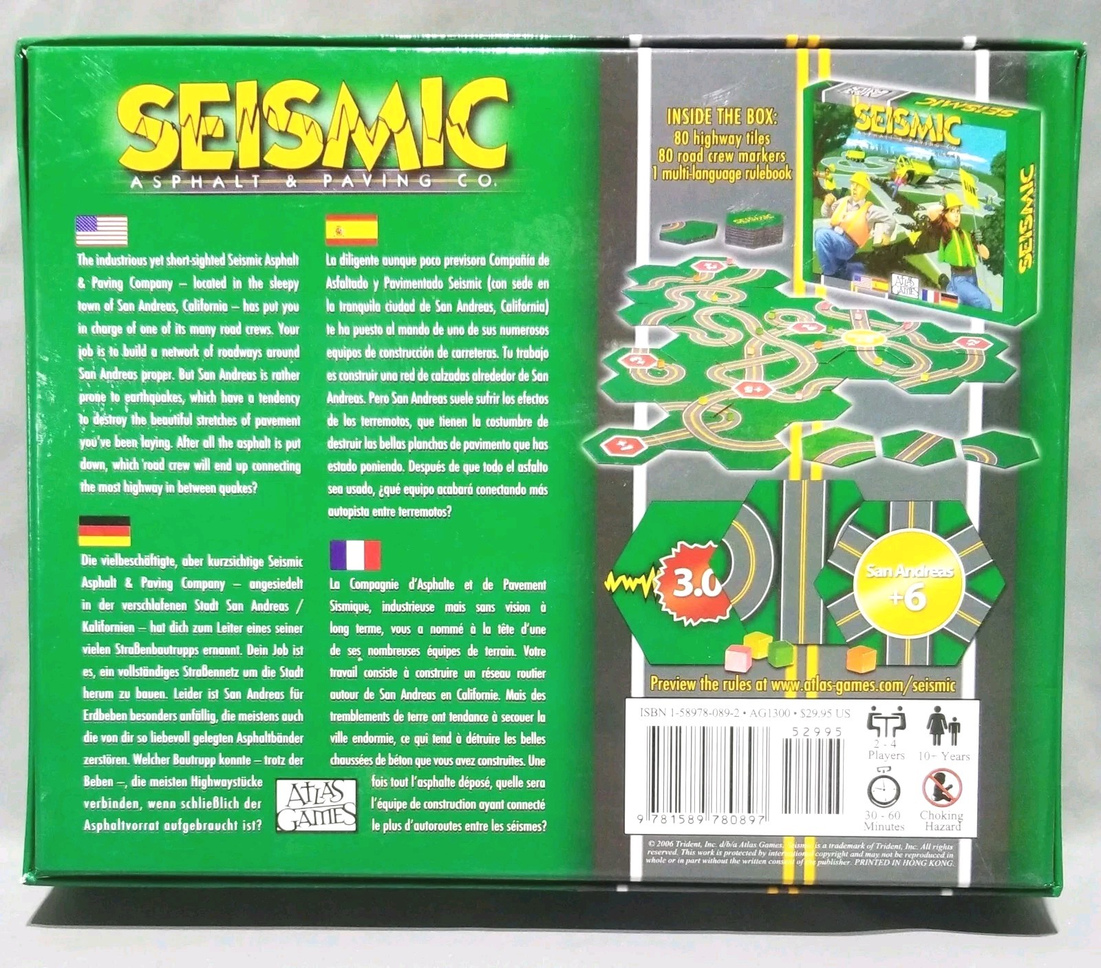 SEISMIC Asphalt & Paving Company Game Tile Strategy Atlas Games ▪︎ New Opened