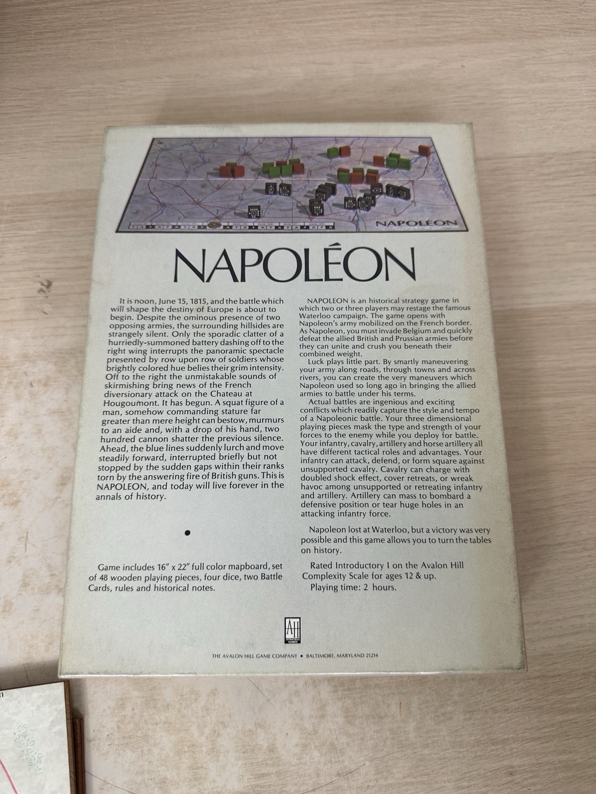 Napoleon: The Waterloo Campaign Game – 1977 Avalon Hill #826 – COMPLETE!
