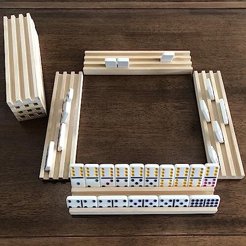 8 Pcs Natural Domino Trays Wooden Domino Racks Wood Domino Holders Domino