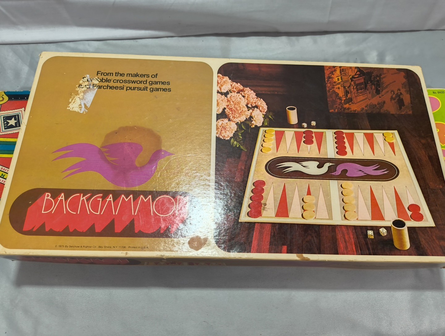 Vintage Lot (3) Board Games Backgammon(Cmplt) Flip Your Top(Cmplt) Lotto See Pic