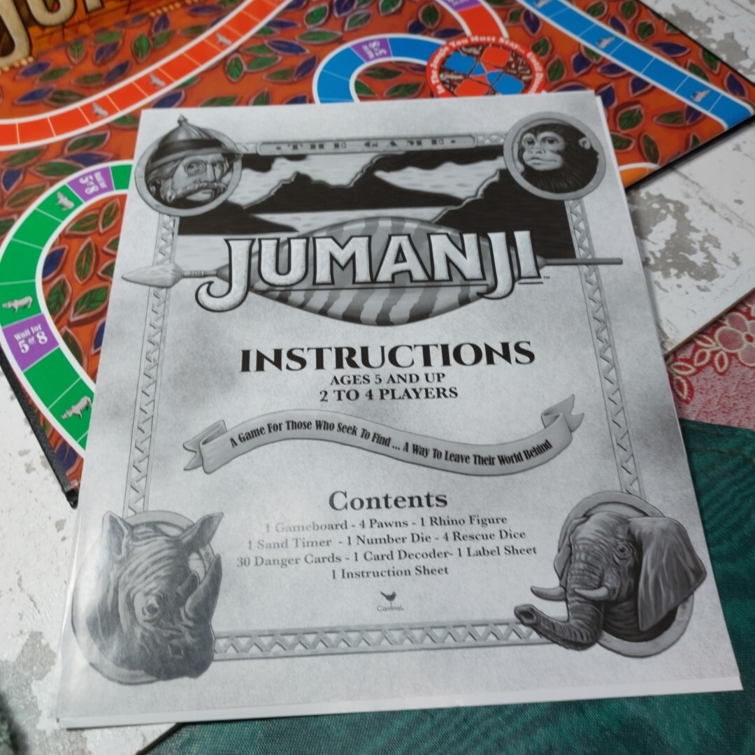 Jumanji Board Game Complete Fantasy Family Game for Ages Cardinal Open Box