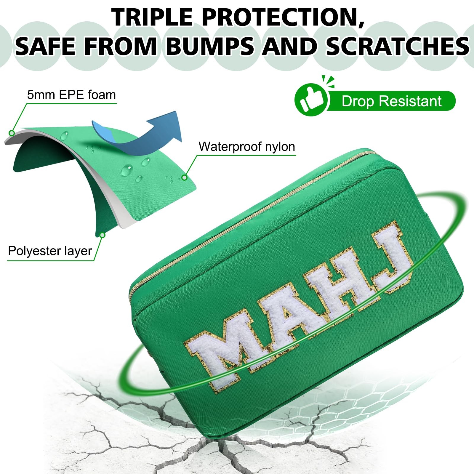 Mahjong Tile Bag Mahjong Bag with Zipper Travel Mahjong Carrying Case Storage…