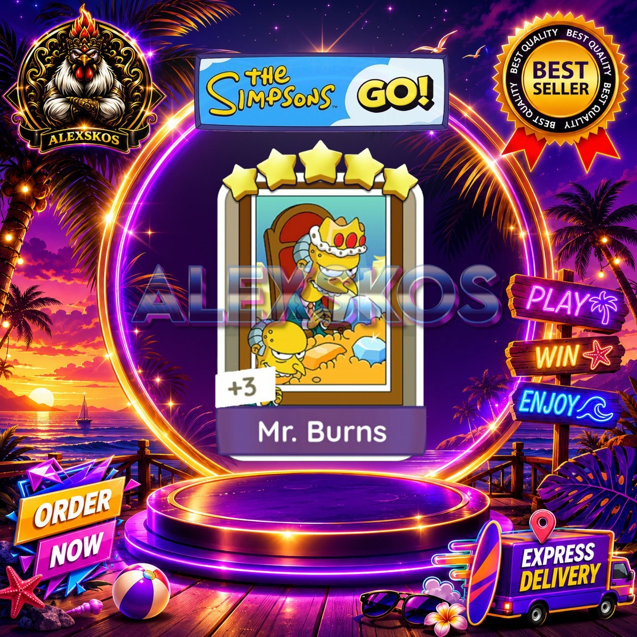 Mr. Burns ⭐Monopoly Go Sticker MOGO The Simpsons Go! Stickers 🌟FastDelivery