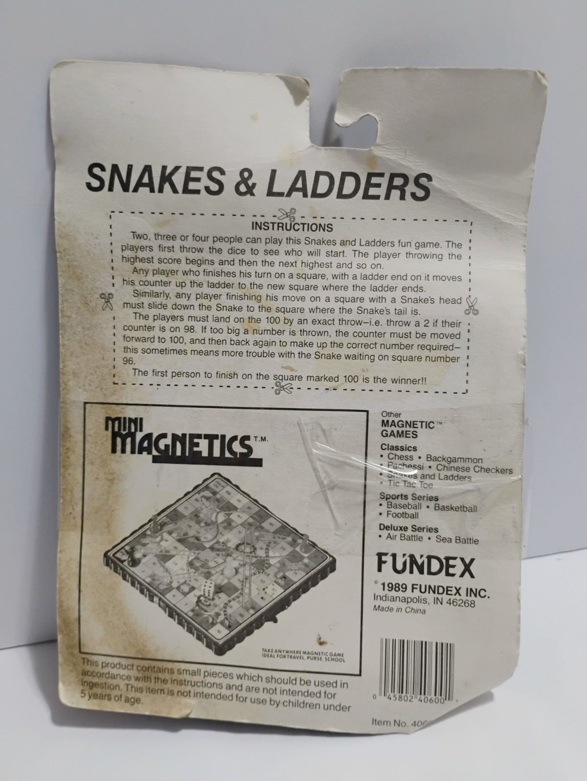 NEW Vintage 1989 Fundex Mini Magnets Snakes & Ladders Miniature Board Game