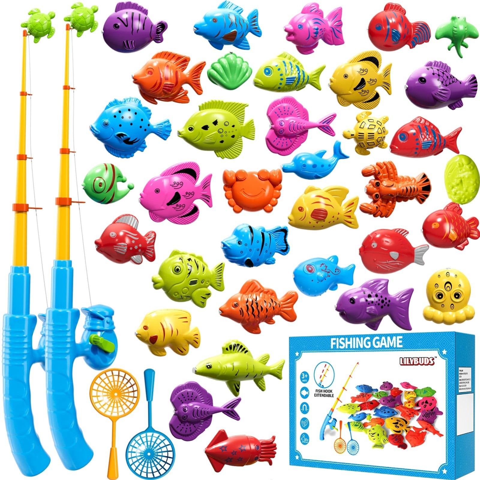 Magnetic Fishing Game Toy for Kids 3-8, Water Table Bathtub Pool Fun, Floating F