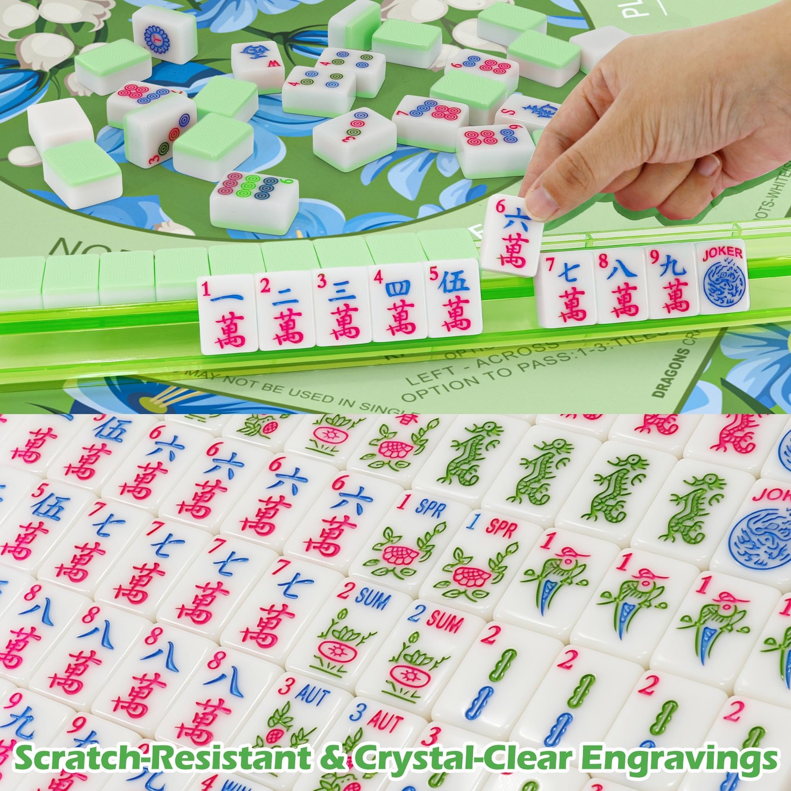 Jolitac American Mahjong Tile Set with 166 Tiles, 1.2-Inch Tiles & Accessorie…