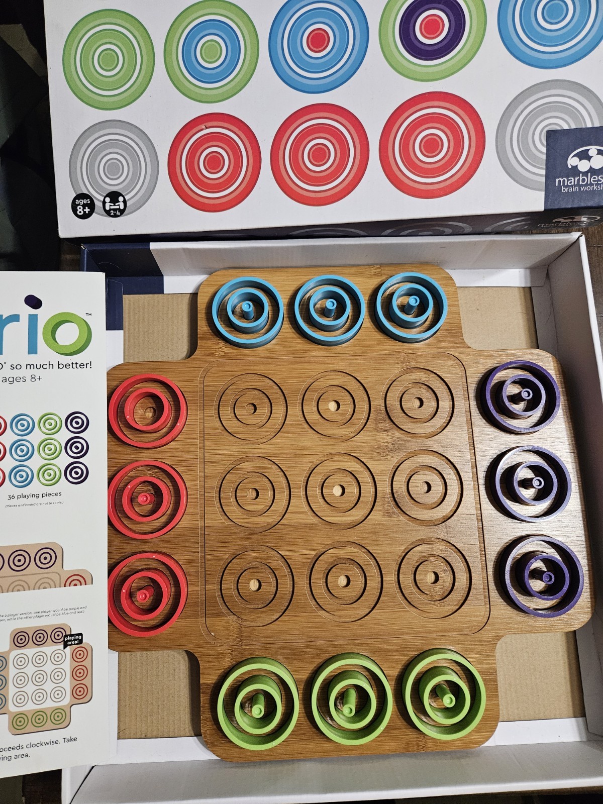 Otrio Deluxe Strategy Game By Marbles Brain Workshop Bamboo – *Missing 1 Piece*
