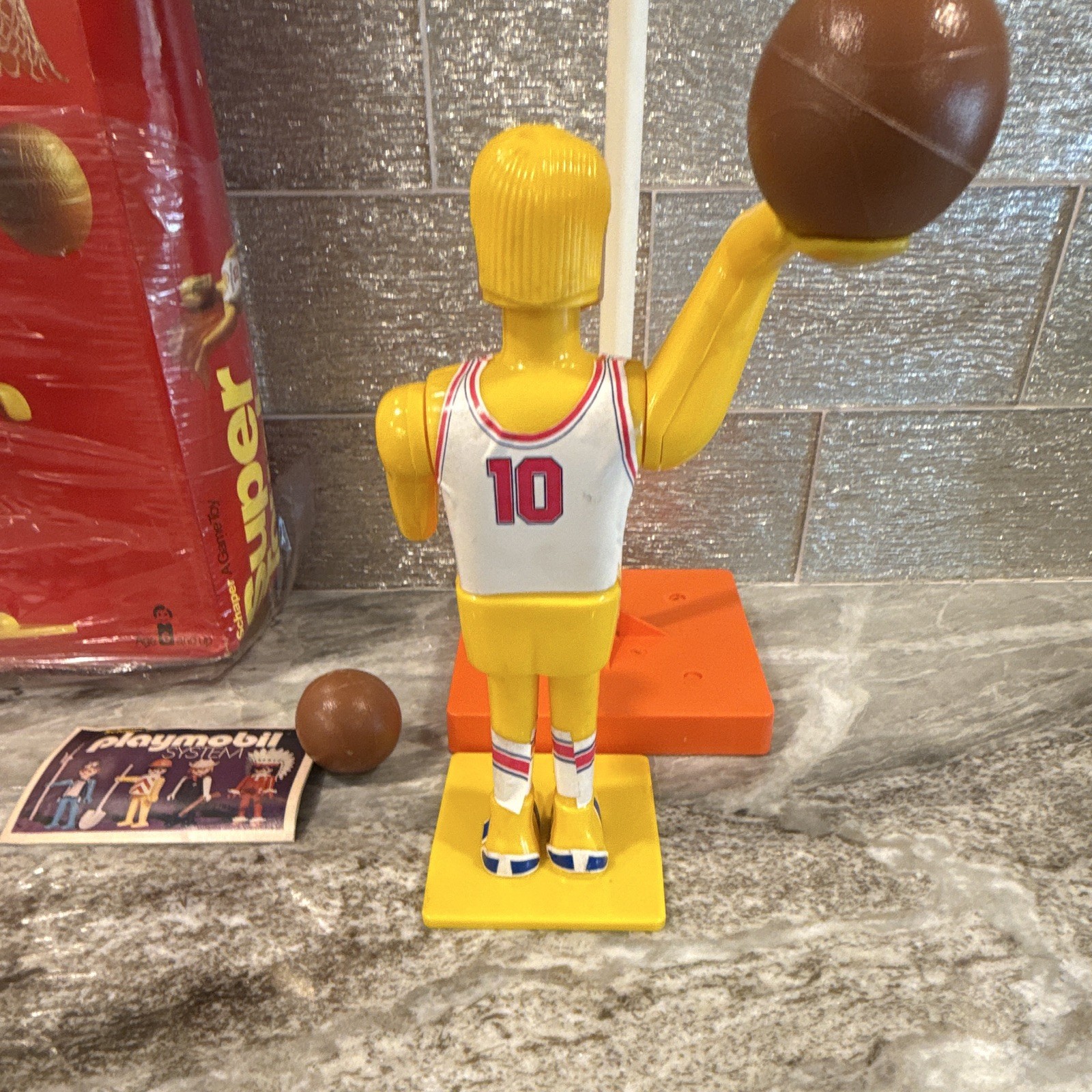 Schaper Super Touch Basketball Game Set w/ Box, Hoop Backboard, Balls, Figure