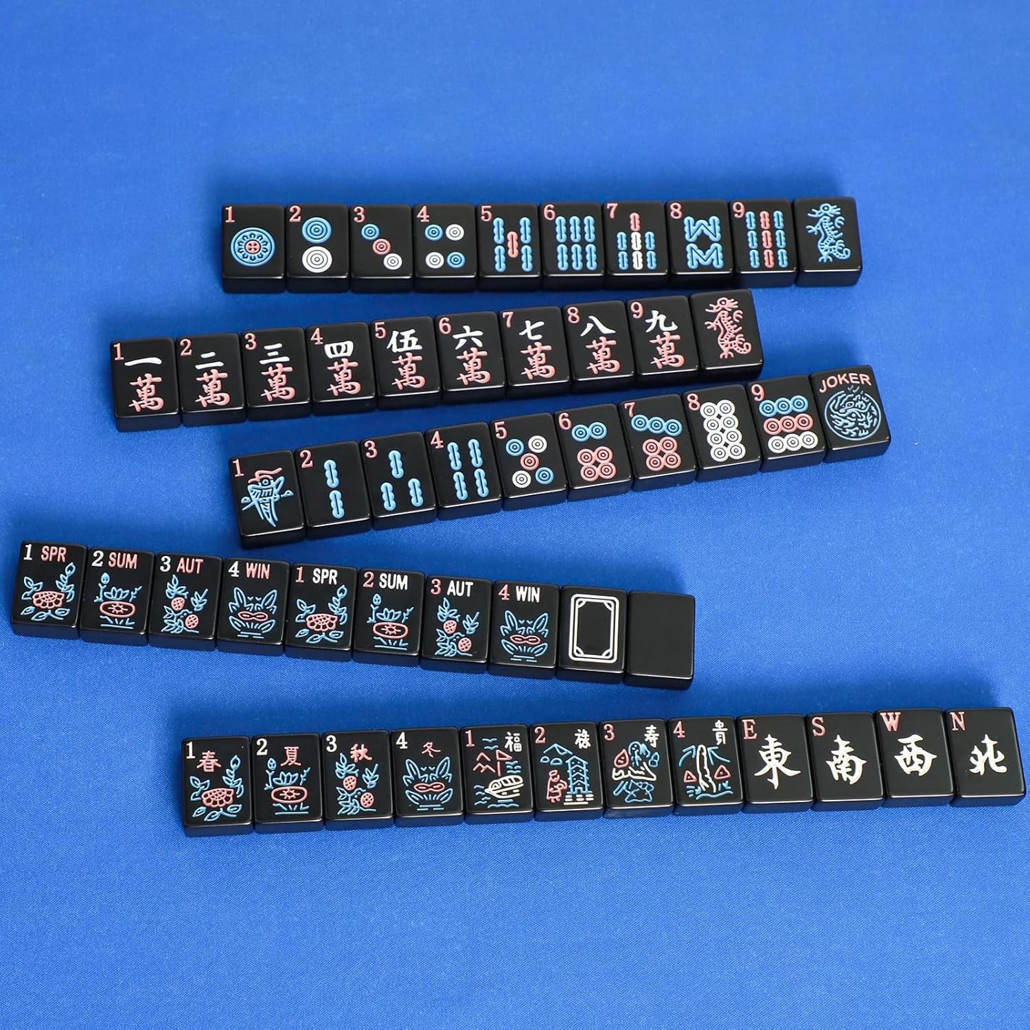 Black Mahjong Tiles Set 1.2 Inch, 166 Pieces, Classic, Portable for Adults