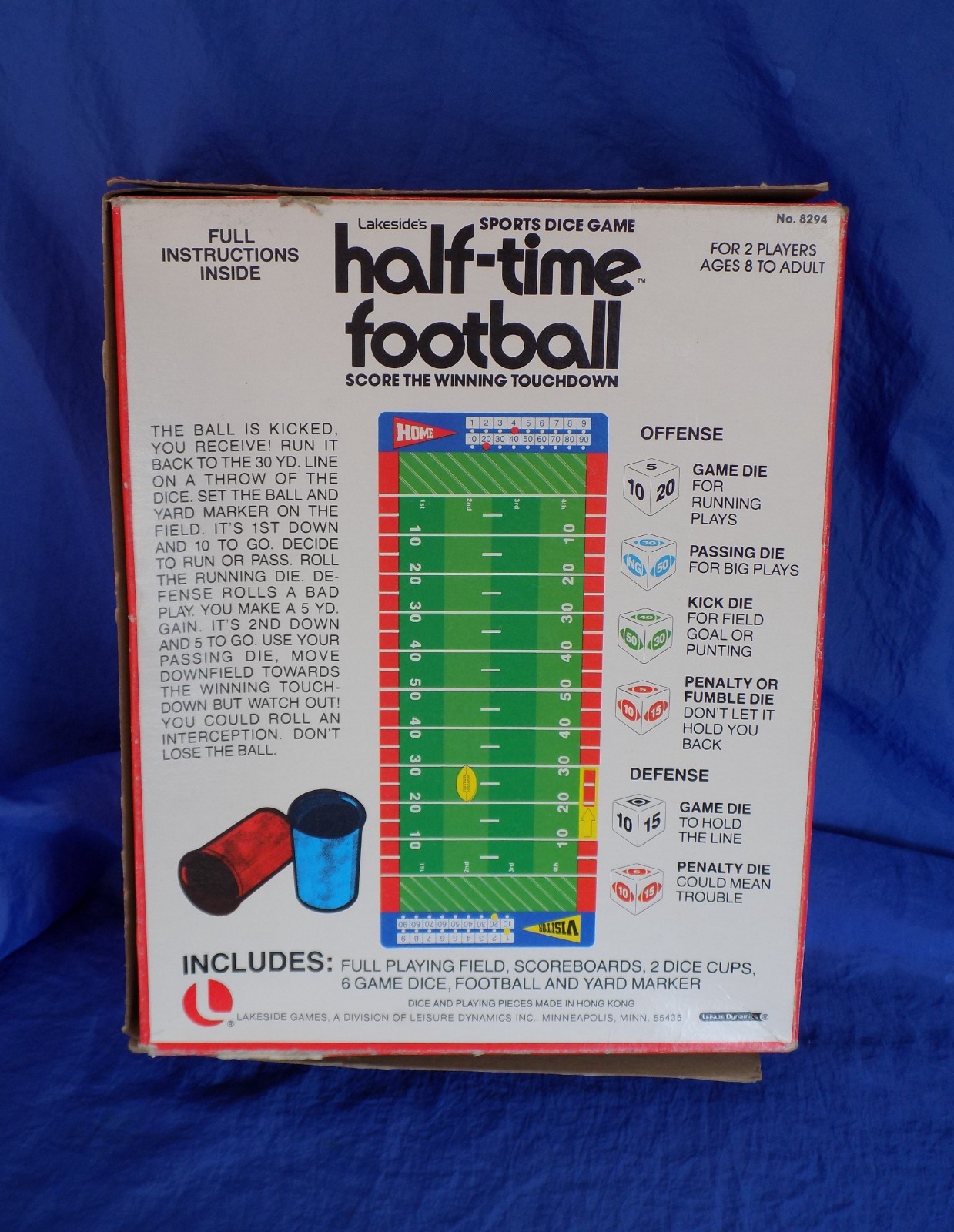 Lakeside’s HALF TIME FOOTBALL Sports Dice Game Vintage 1979
