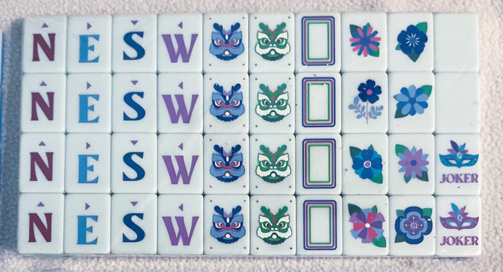Blue American Mah Jong Mahjong 1.2” Tile Set 159 Pcs Tiles Missing One Number 9