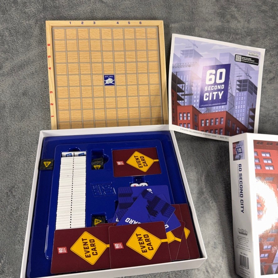 60 Second City Buffalo Games 2-Player Collaborative Strategy Board Game Complete