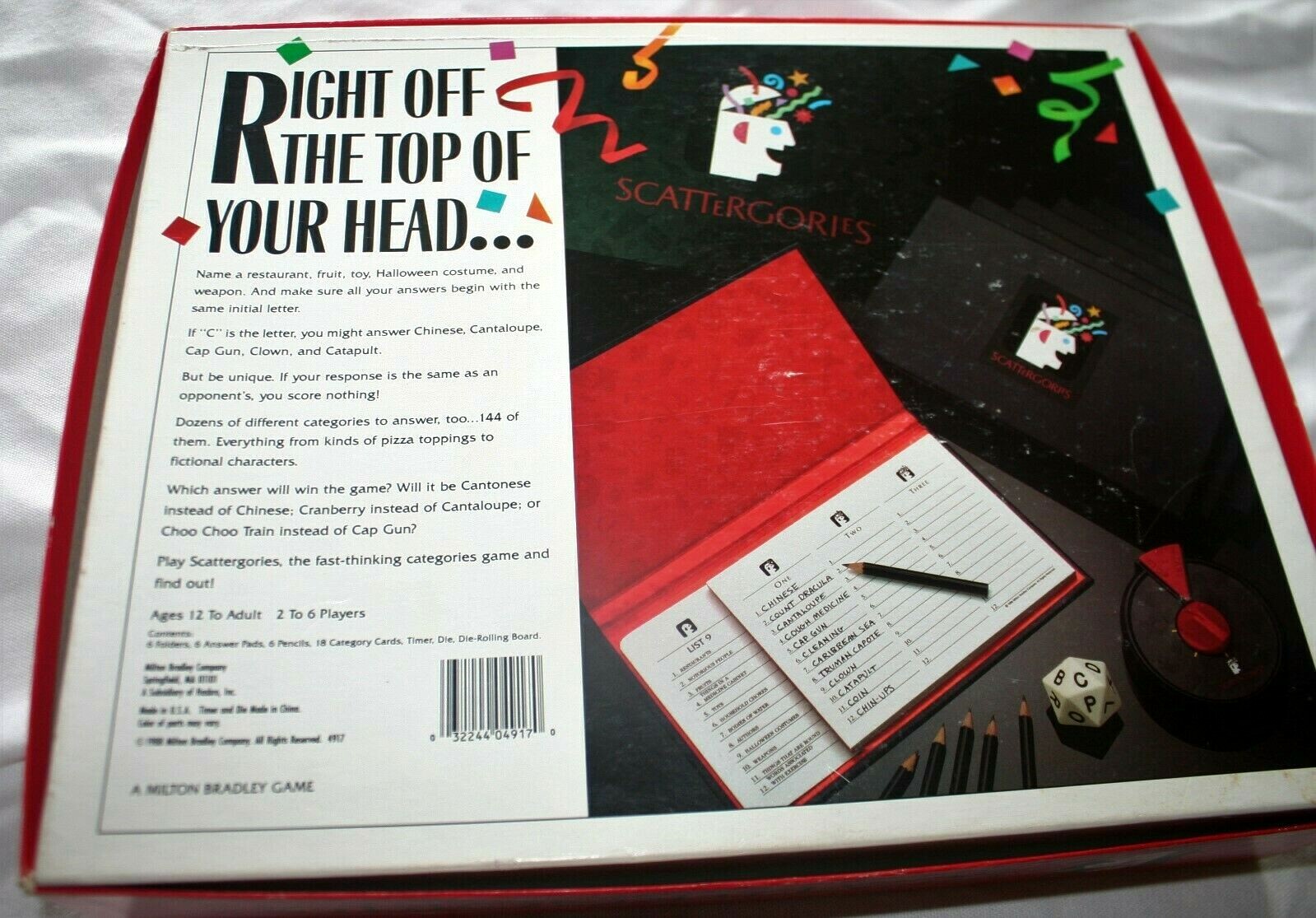 Vintage Scattergories Game Complete 1988 Milton Bradley Made In USA