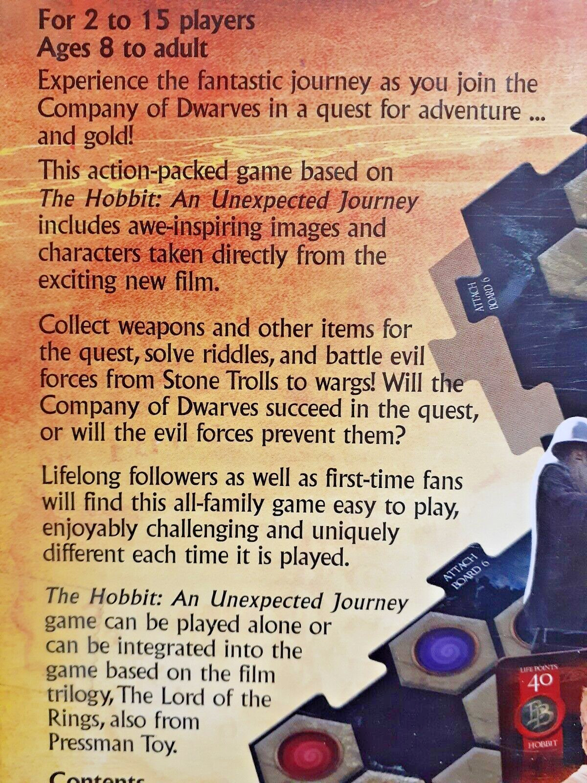 THE HOBBIT An Unexpected Journey Adventure Board Game~ Official Movie Product