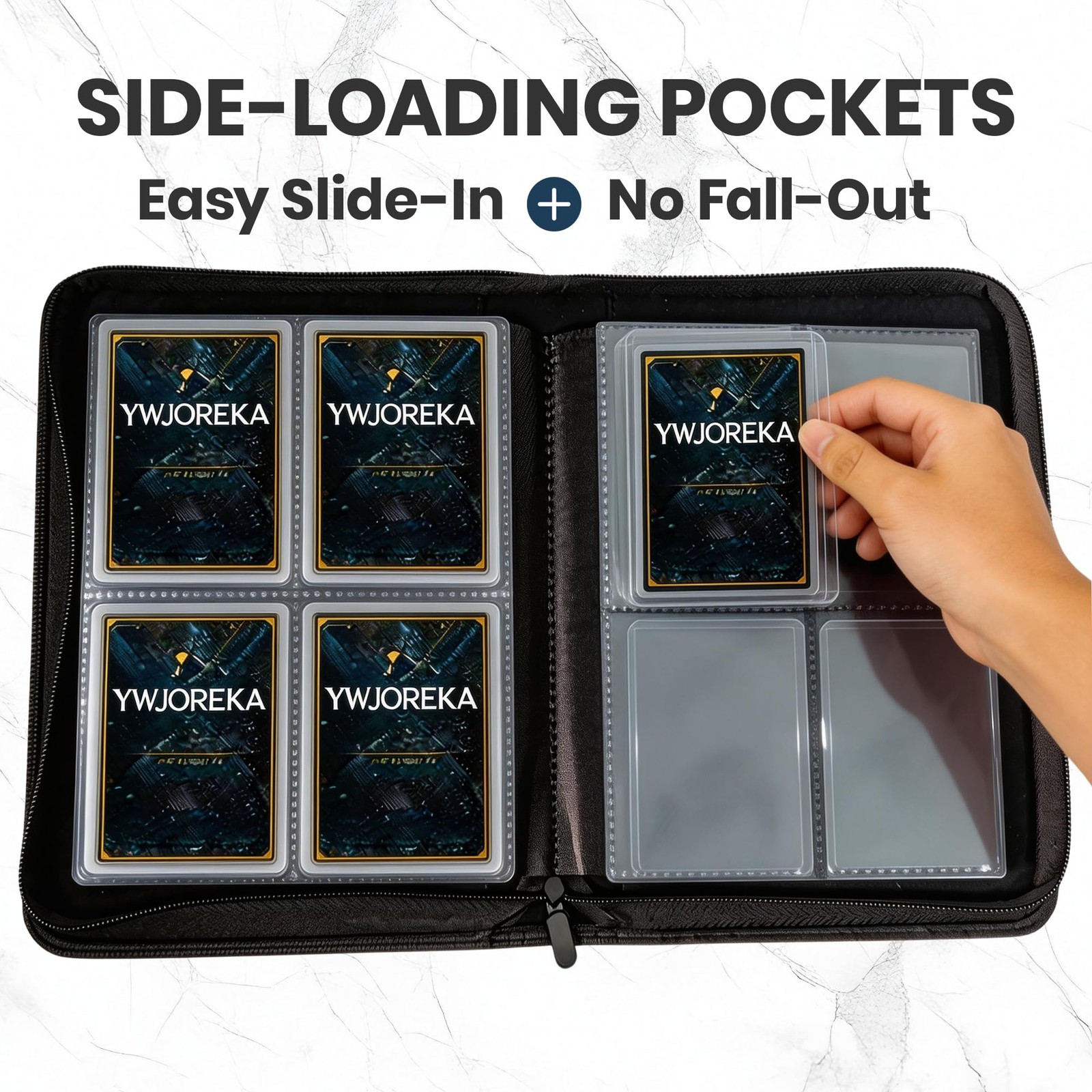 Toploader Binder 4 Pocket, Holds 128 Toploaders, Double-Sided 3″ X 4″, black