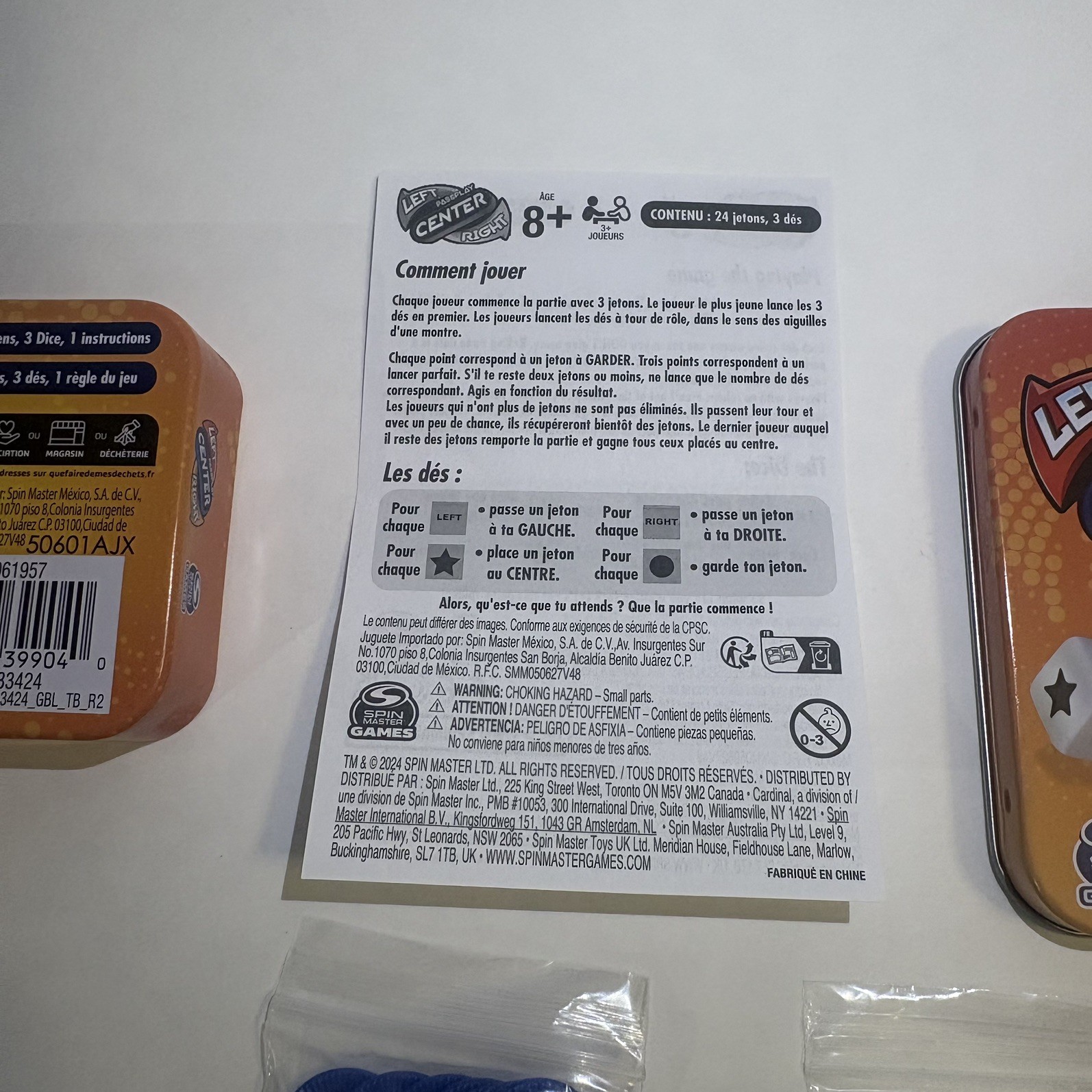 LCR® Left Center Right™ Dice Game – Blue Tin Complete
