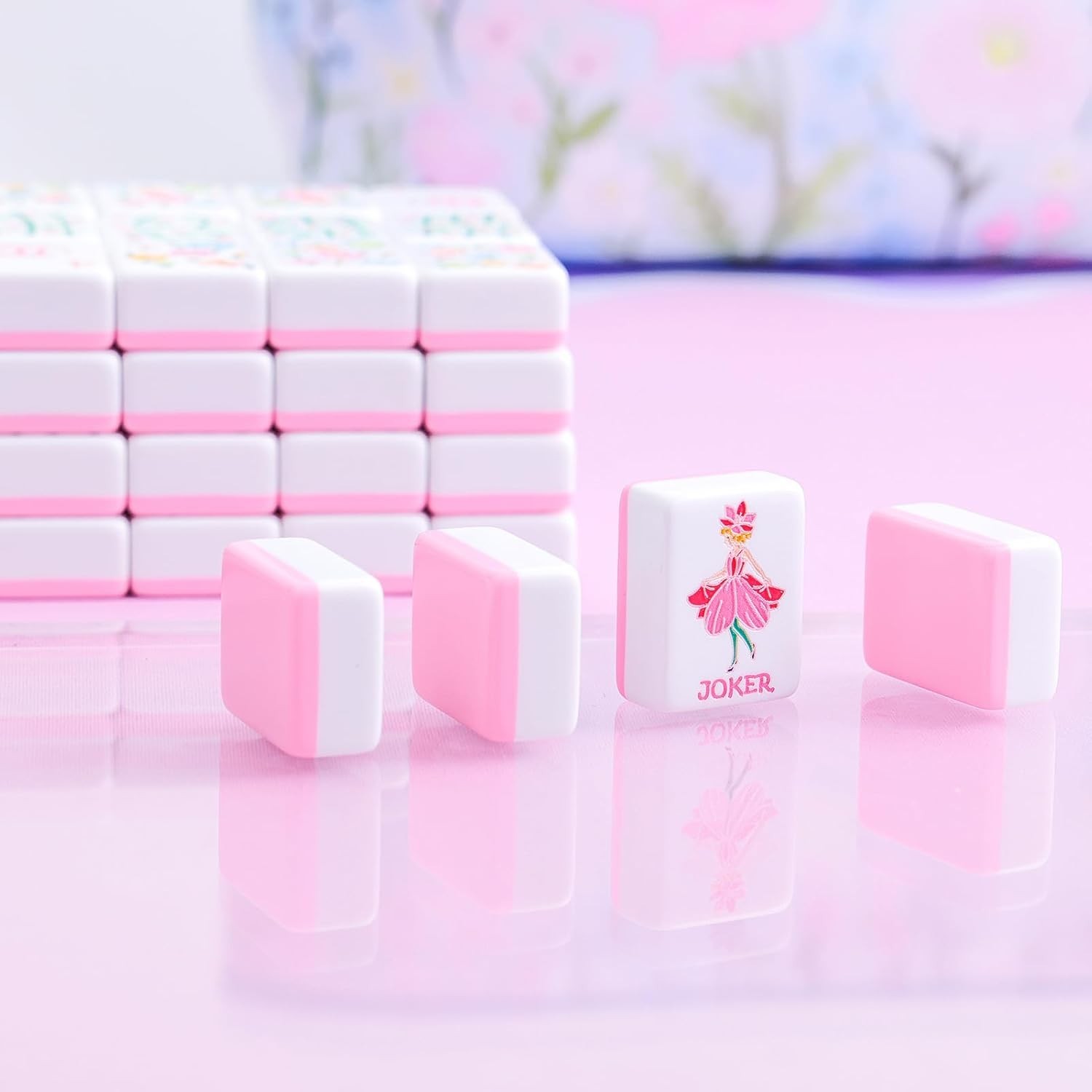 Mahjongolé 2026 American Mahjong Tile Set 160 Pink Tiles Floral Bag Open Box