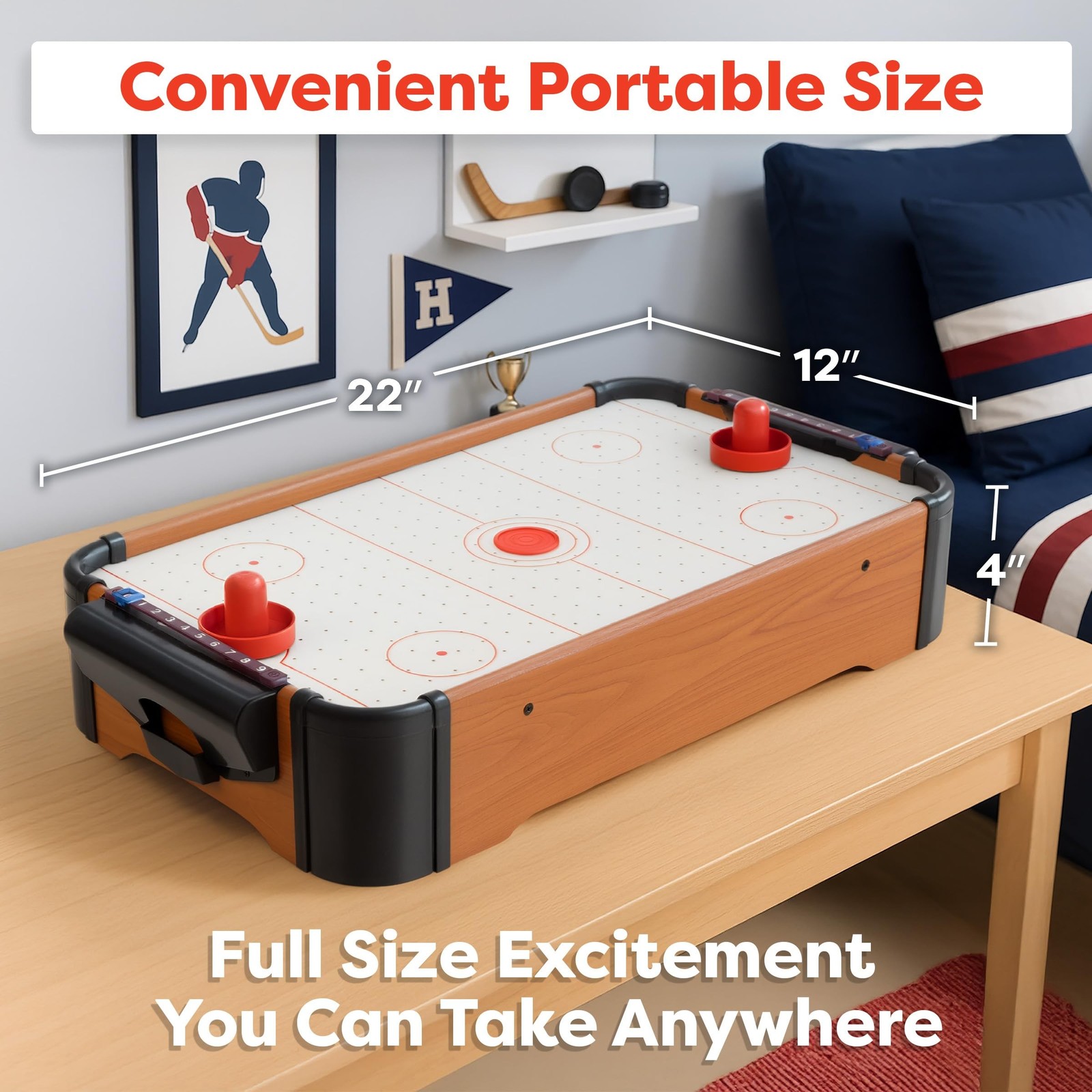 Air Hockey Table Mini Arcade Game – 22-Inch Tabletop Board Game for Girls and…