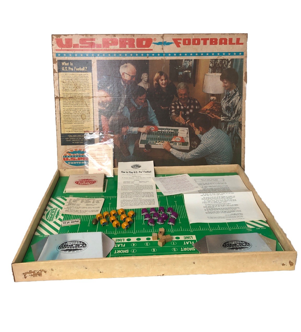 Vintage 1974 U.S Pro Football Board Game. Rare! Large 26”x19” Craft Plastix Co.
