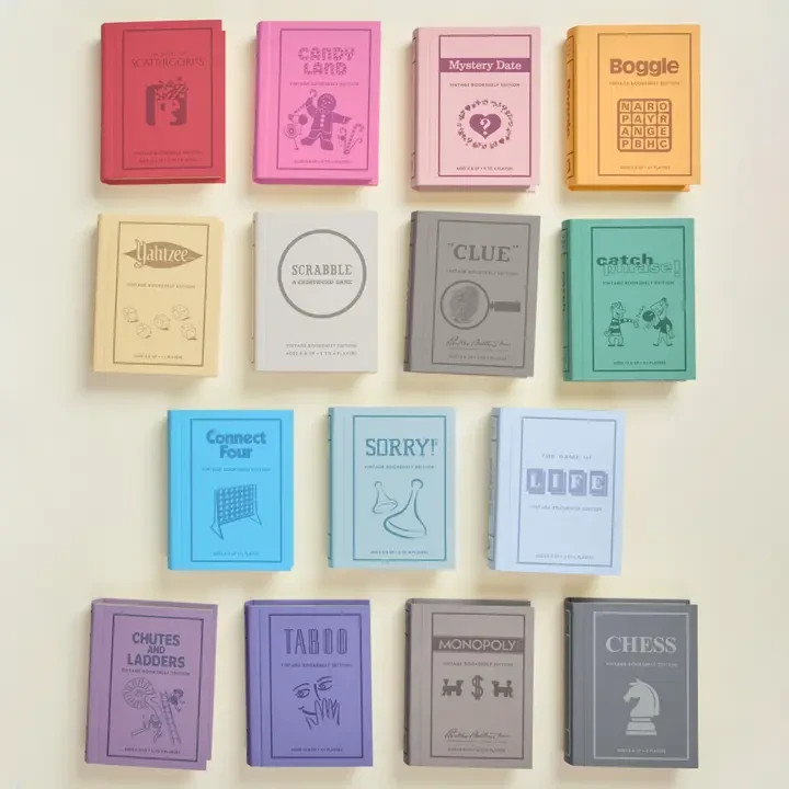 WS Game Company 15-Pack Vintage Bookshelf Classic Board Games Collection Set New