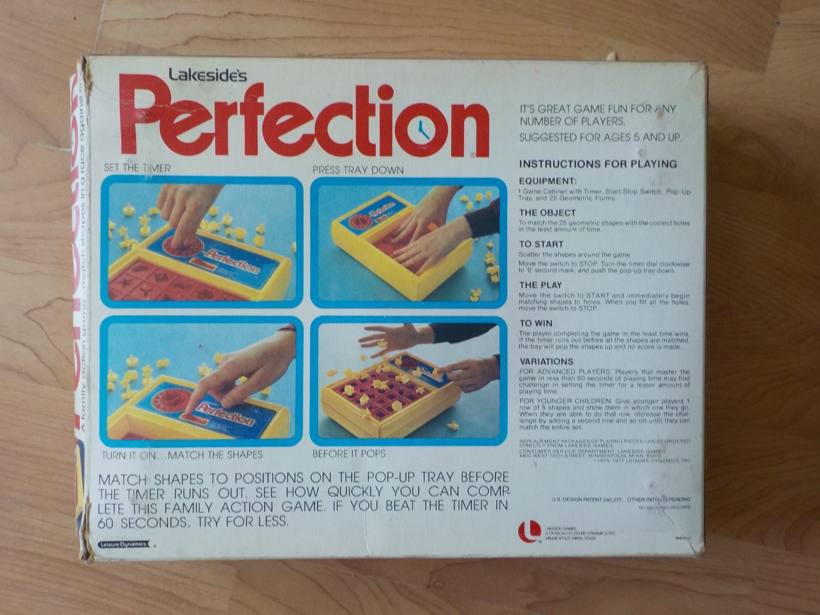 LAKESIDES PERFECTION GAME FOR ANY NUMBER OF PLAYERS MATCH SHAPES BEFORE IT POPS