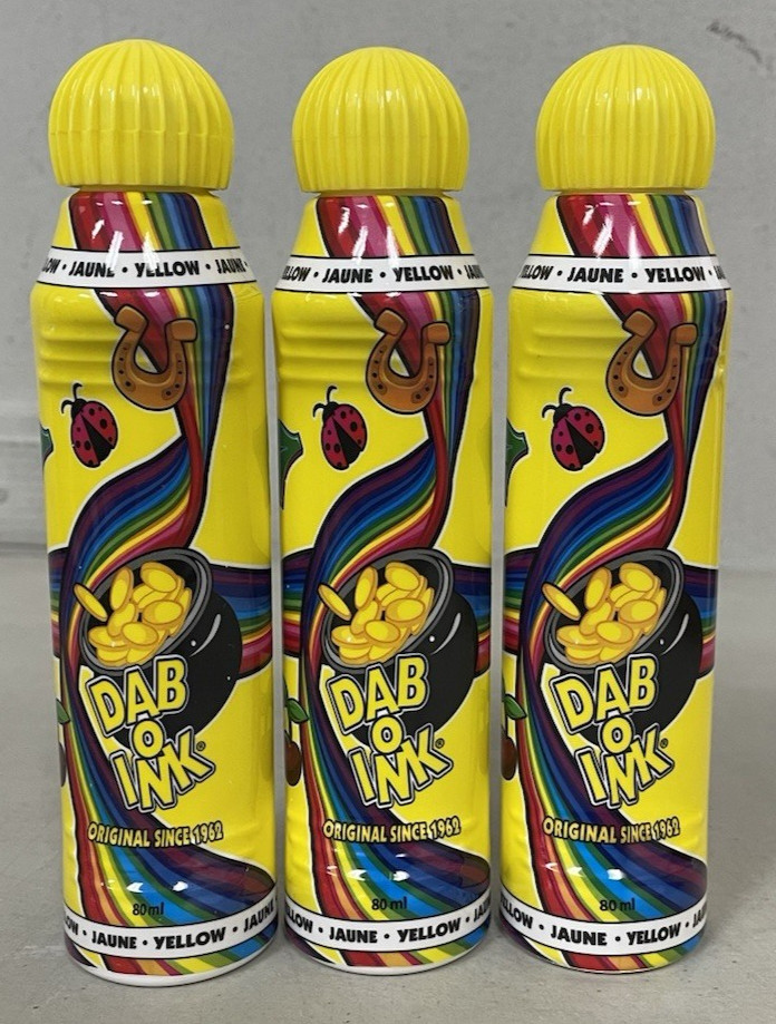 Dab O Ink Set of 3 Yellow Bingo Markers Daubers 3 Ounces Each Win With These New