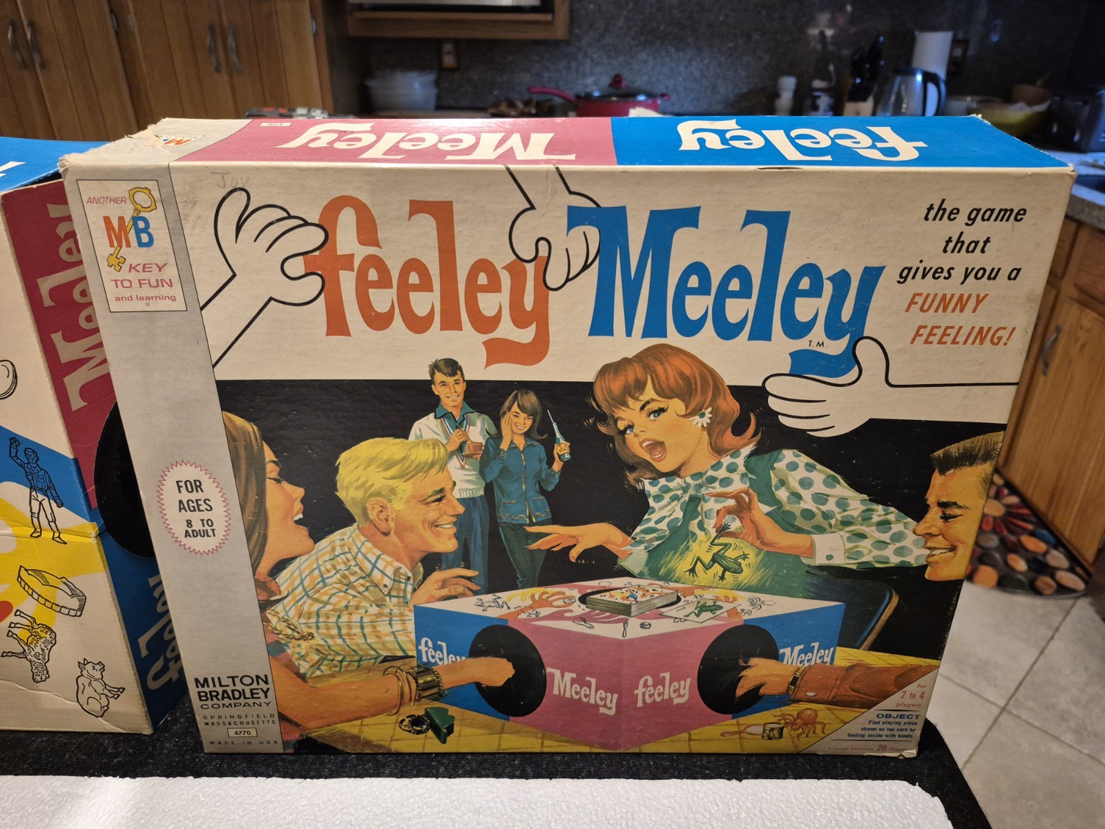 Vintage 1967 Milton Bradley Feeley Meeley Game #4770 Box Poor 23 Cards, 25 Objec