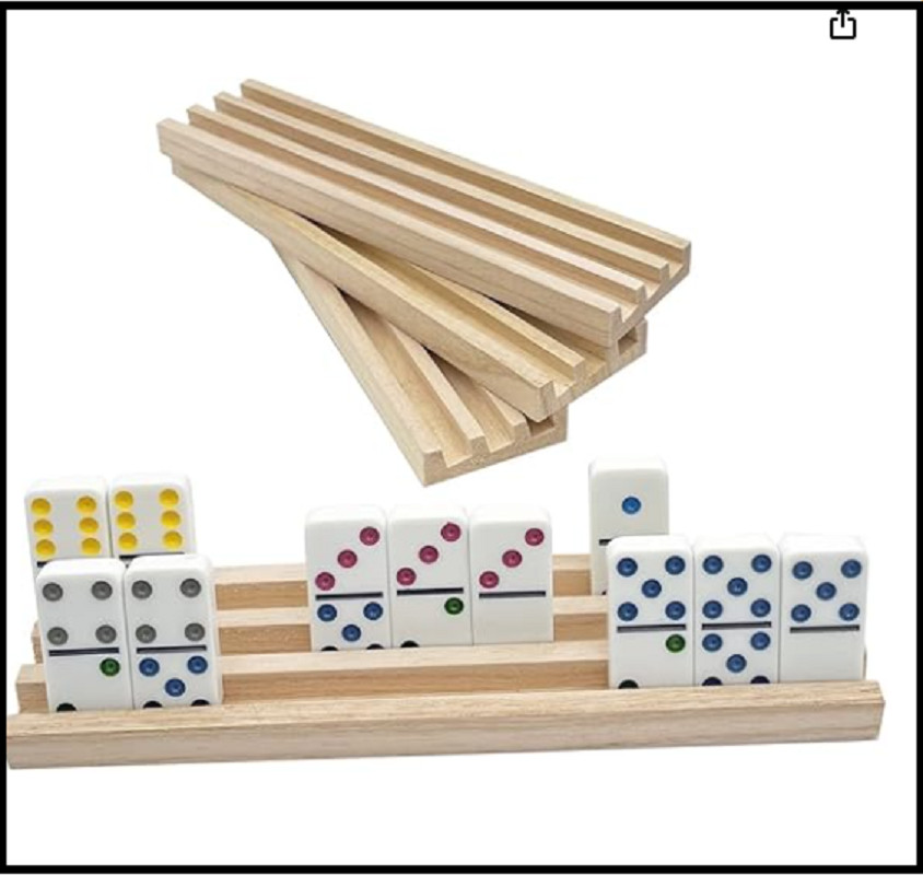 Domino Racks for Mexican Train Dominoes – Wooden Domino Holders Set of 4