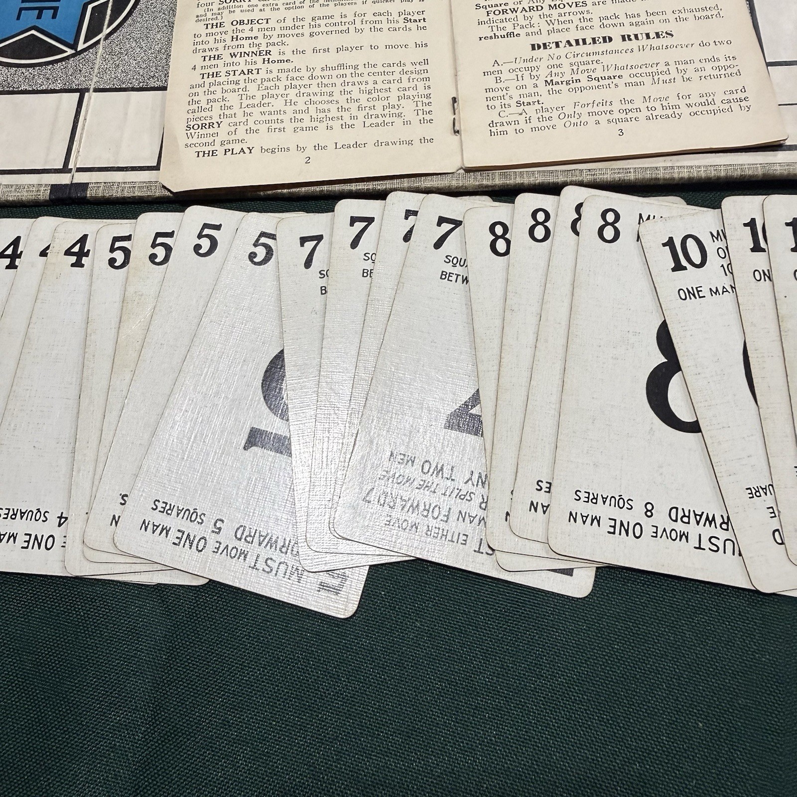 Vintage 1950 SORRY! Game Wood Pieces Cards Parker Brothers Original Board