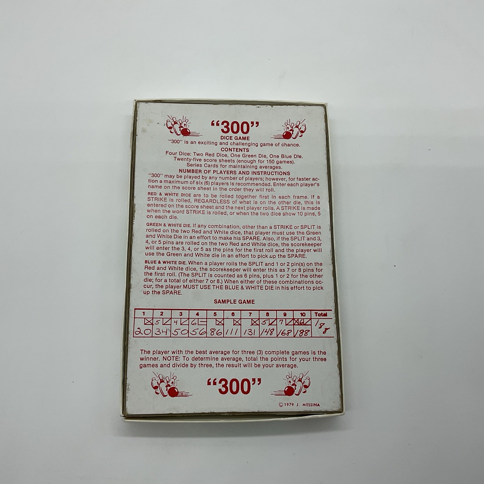 “300” Bowling Dice Game 1979 J. Messina Duluth MN Vintage RARE Complete