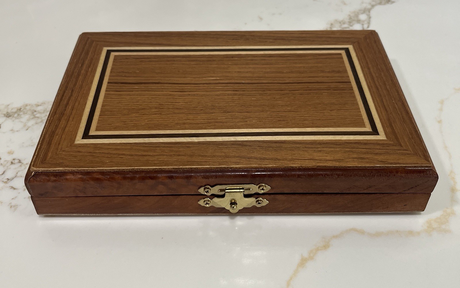 Vintage Double Dix Dominoes-28 Ivory Tiles in Original Wooden Hinged Box