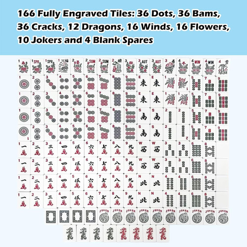 American Mahjong Tile Set with 166 Tiles, 1.2-Inch Mah Jongg Sets, Mahjong…