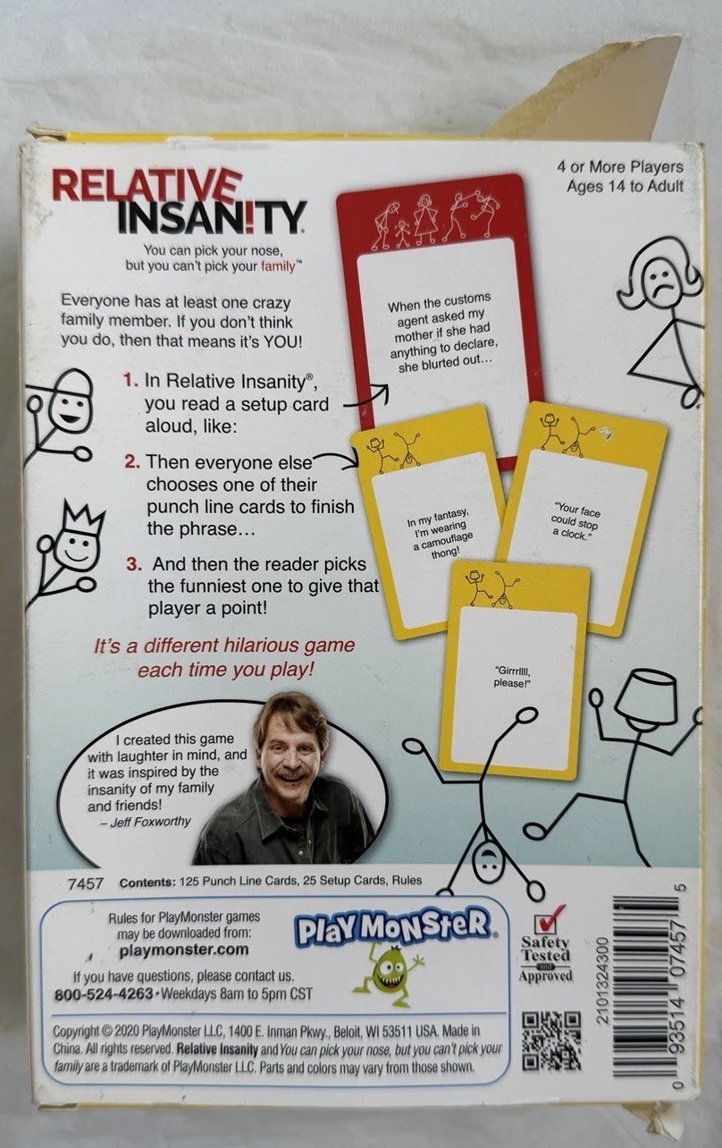 Relative Insanity Hilarious Party Game By: Jeff Foxworthy Ages 14+ Mini Game