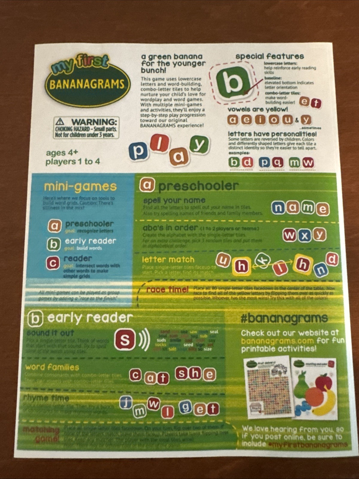 My First BANANAGRAMS English Game Genuine