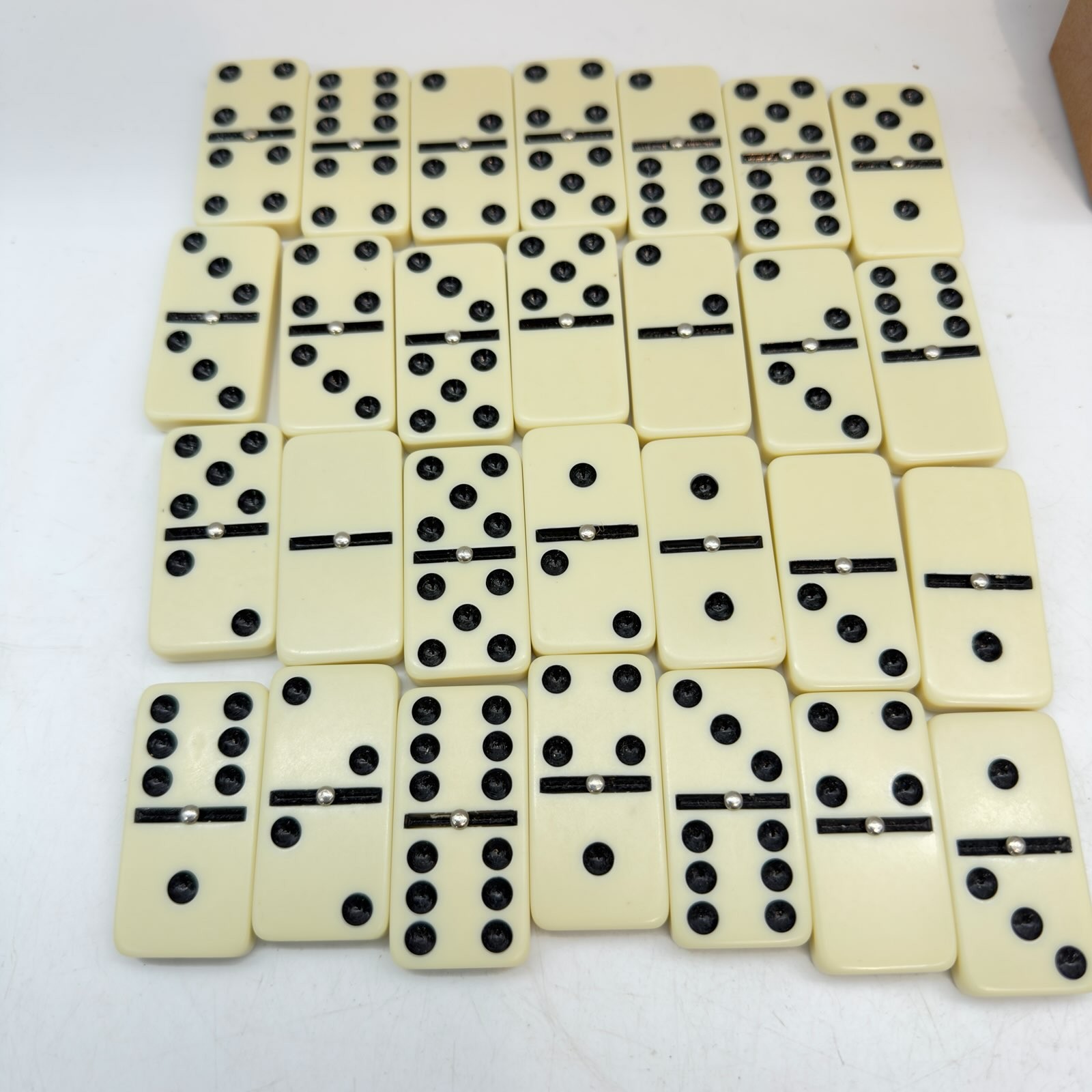 Vintage Supreme Dominoes With Metal Spinners in Wood Slide Lid Box Item No 66mp