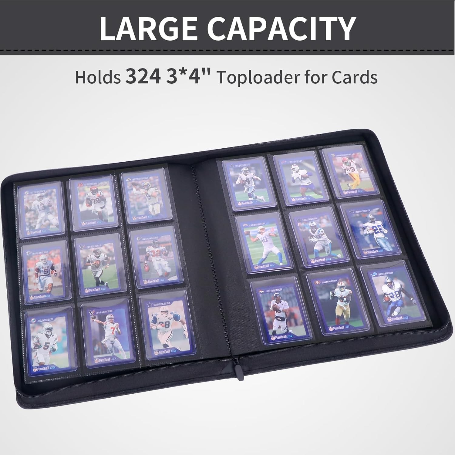 Toploader Binder, Holds 324 Toploaders, 9 Pockets, 16″L x 14″W x 2.9″H, Blue