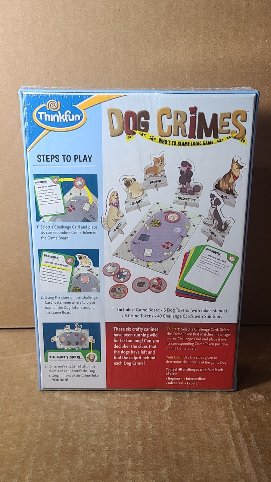 New ThinkFun Dog Crimes Logic Game Brainteaser Problem Solving Single Player
