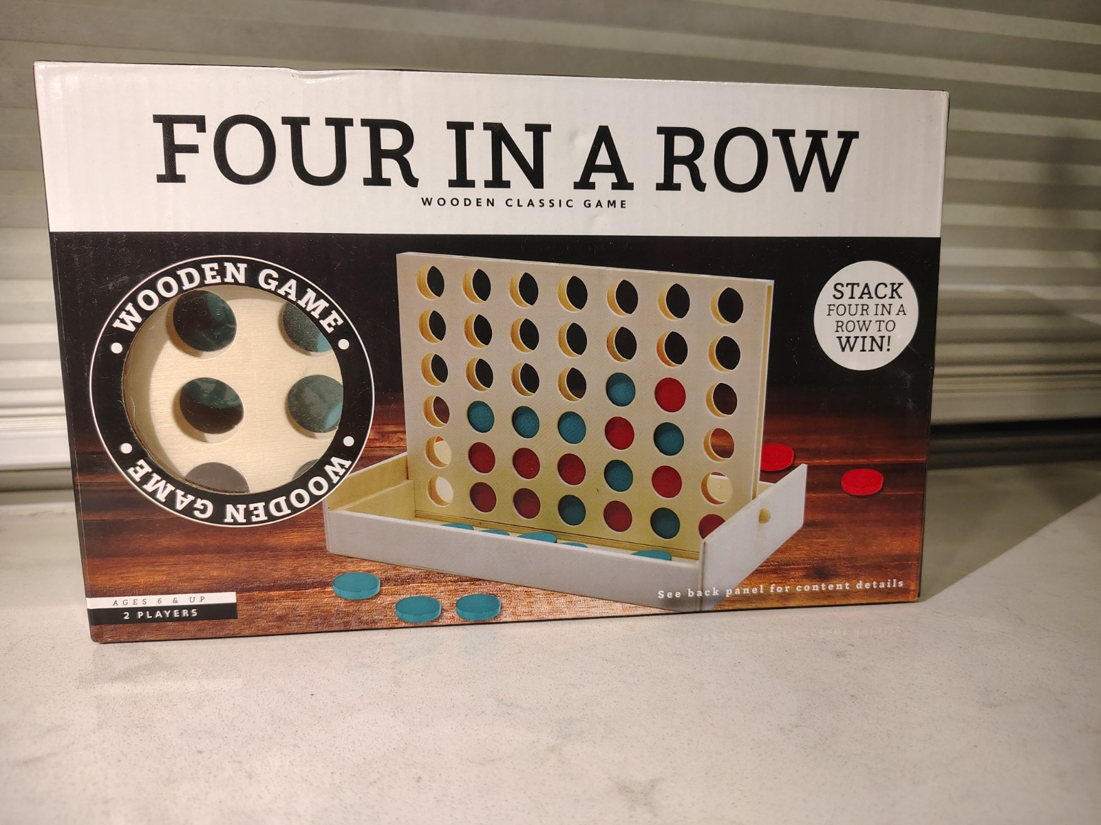 Four in a Row Wooden Classic Game Connect 4 Style Family Fun New Small Set