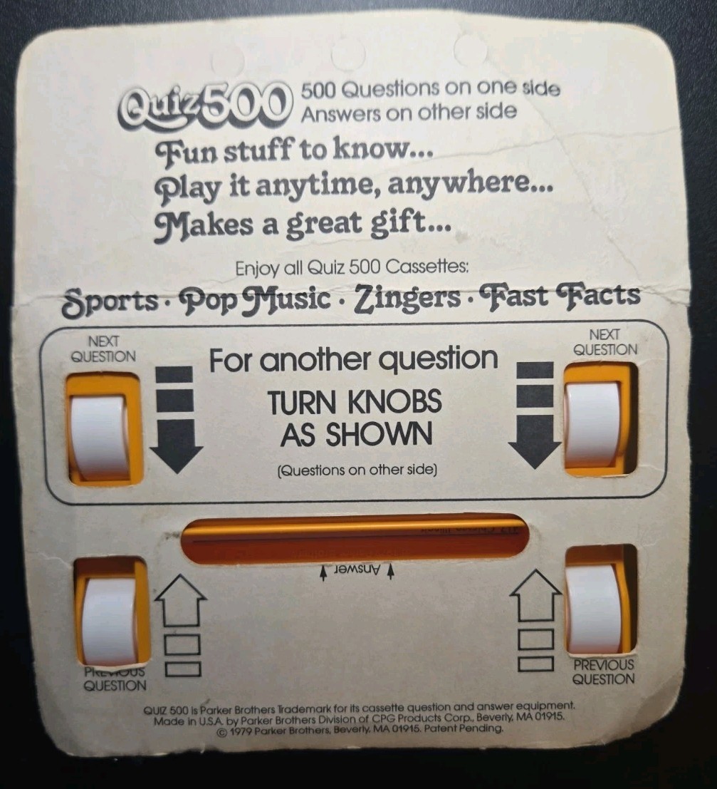 Vintage 1979 Parker Brothers Scrolling Zingers Quiz 500 Trivia Game NOS Worn Box