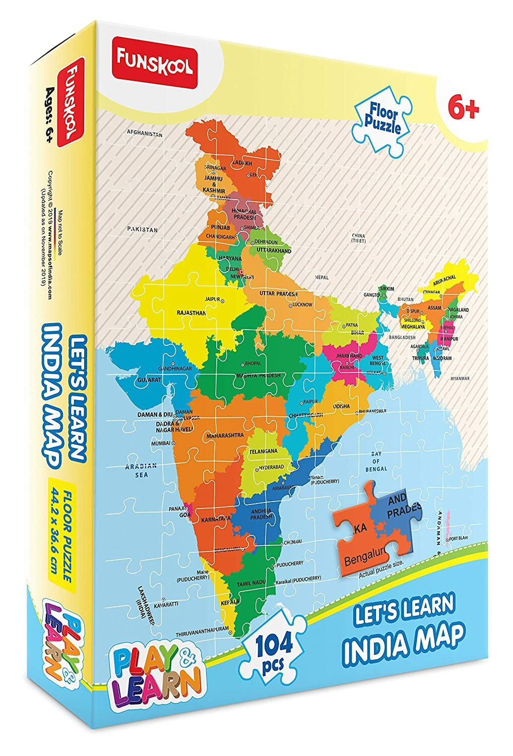 Funskool Play & Learn India Map Puzzle Game For Kids Age 6+ FREE SHIP