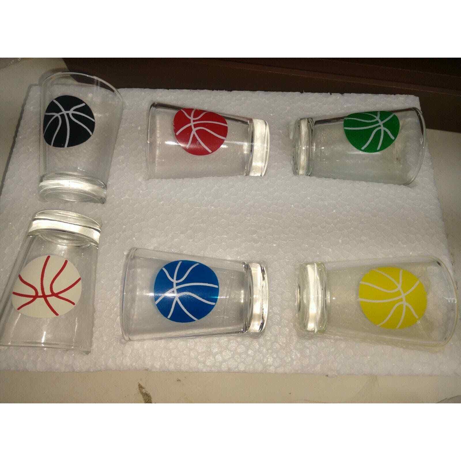 GAME NIGHT, B-BALL SHOTS, ADULT BASKETBALL SHOT DRINKING GAME, W/ 6 GLASSES, NEW