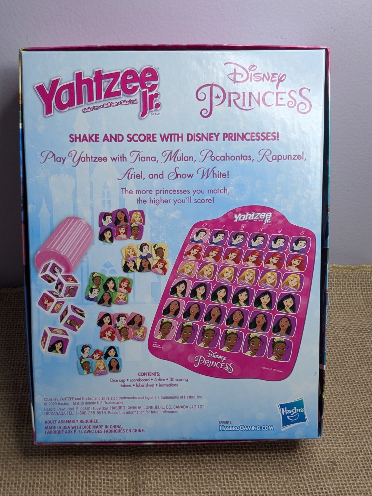 Yahtzee Jr – Disney Princess – Hasbro Dice Game Complete Ariel Tiana Rapunzel