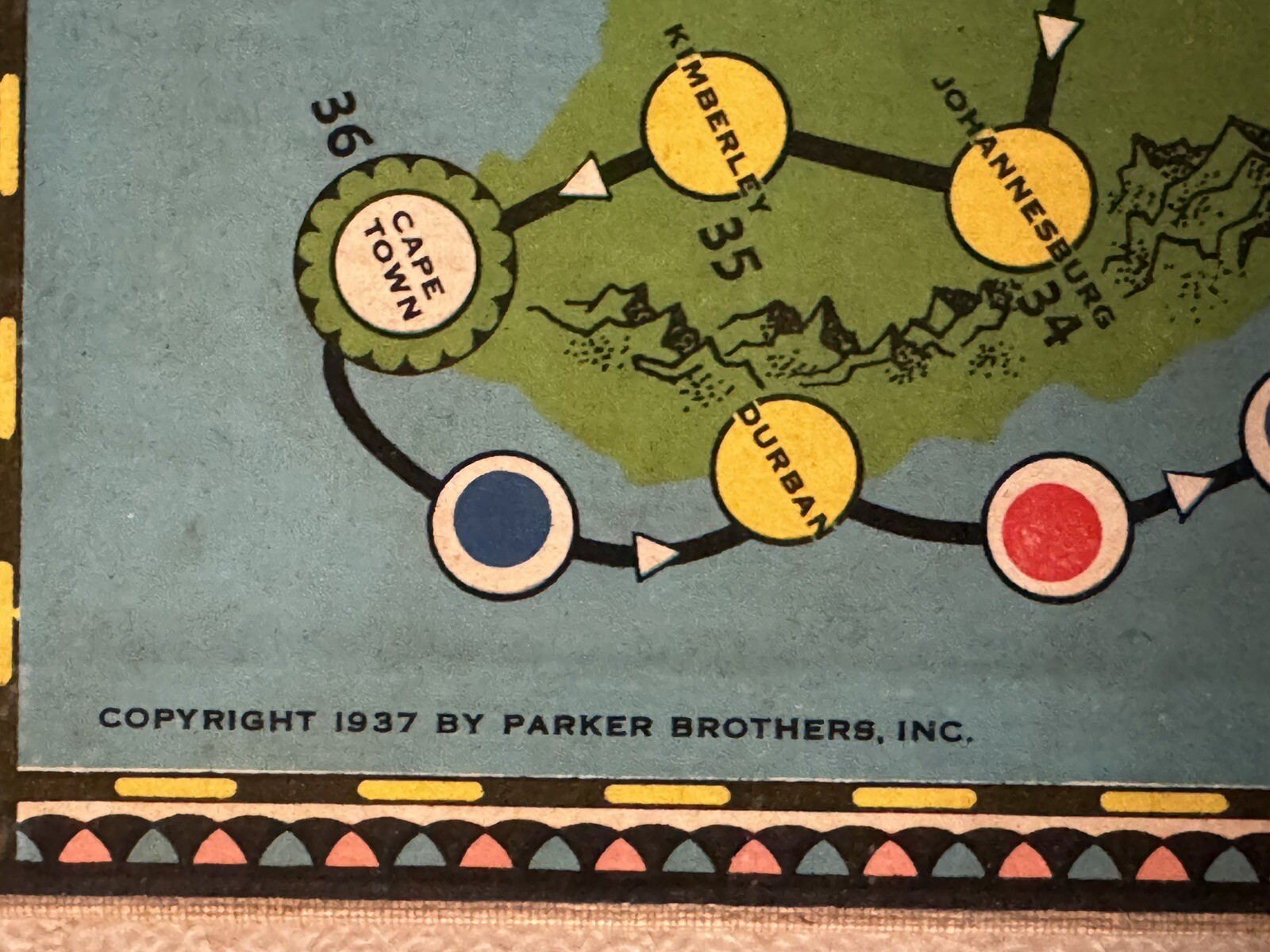 RARE Lowell Thomas Travel Game World Cruise 1937 Parker Bros. GAME BOARD ONLY