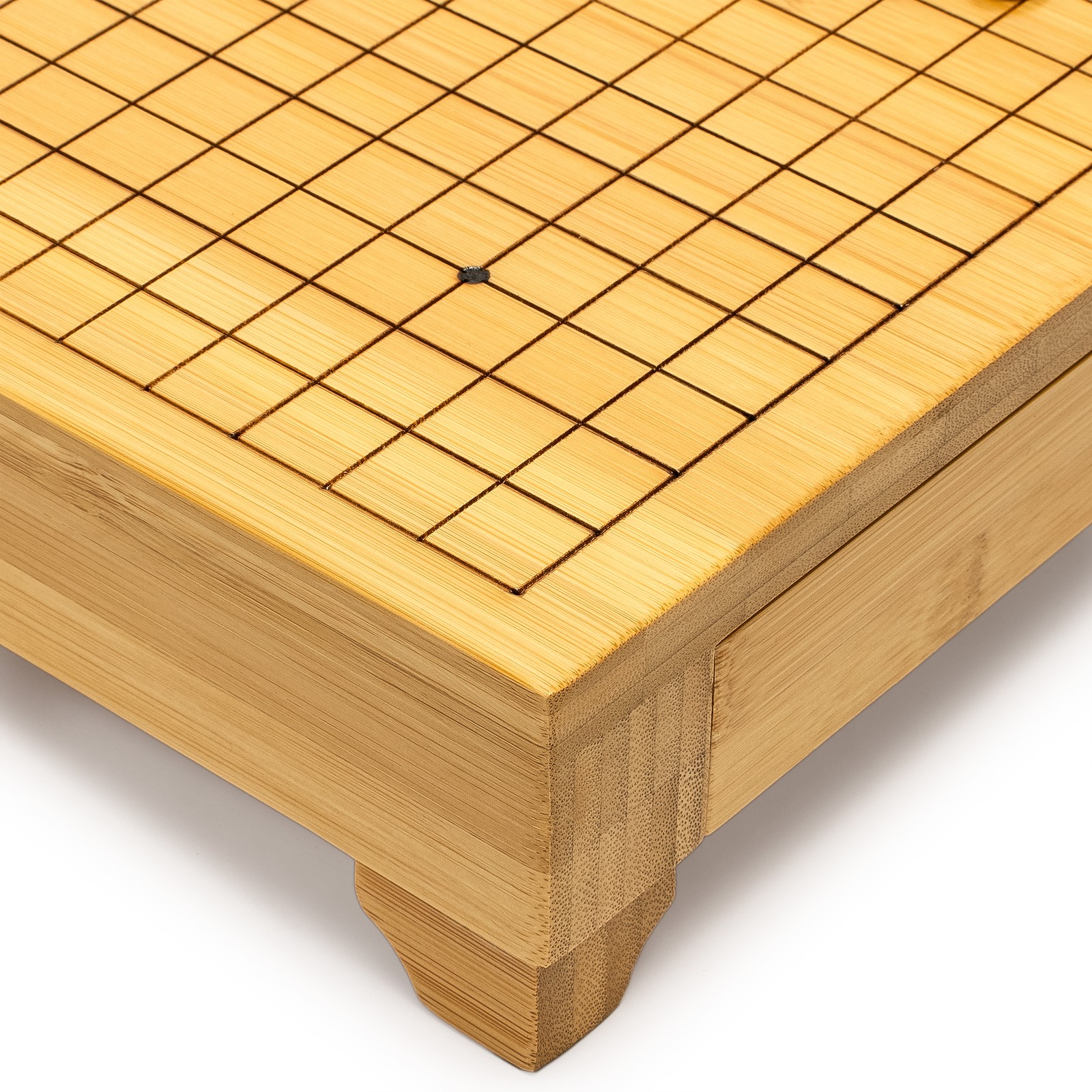 Bamboo Go Game Set – 12.6 x 12.2″ Wooden Board & Double Convex Stones