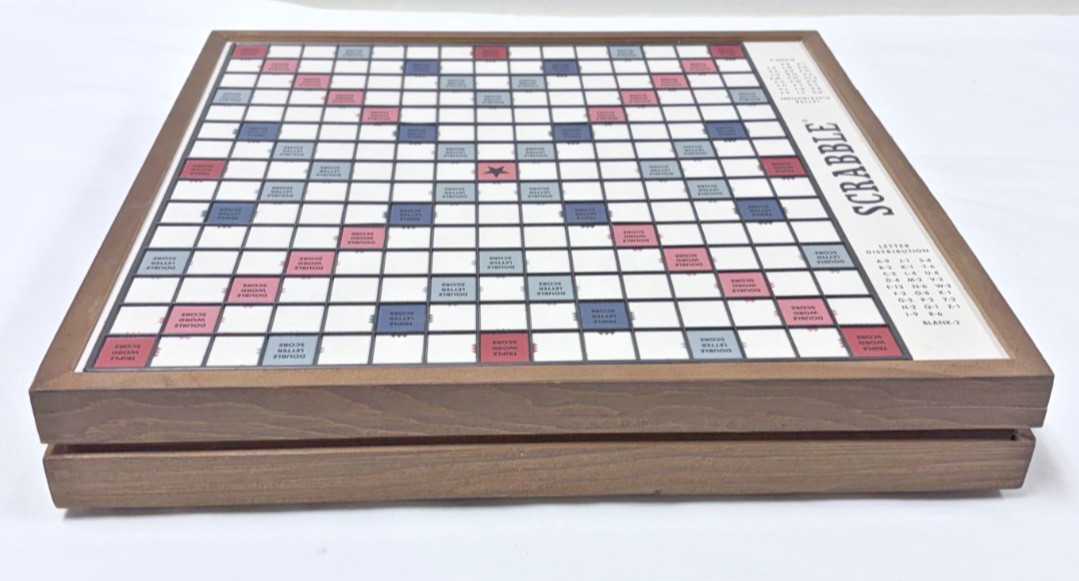 2019 WS GAME COMPANY DELUXE ED. SCRABBLE ROTATING WOOD COLLECTOR GAME SET EUC