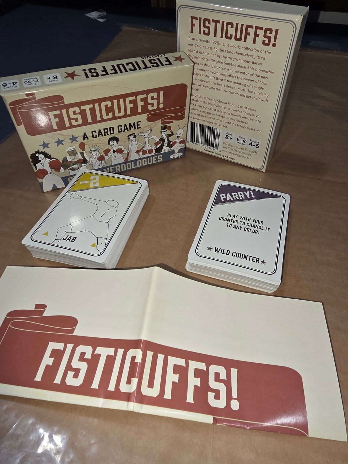 Fisticuffs! The Nerdologues Card Game 4-6 Players Ages 8+ Cardboard Boxing